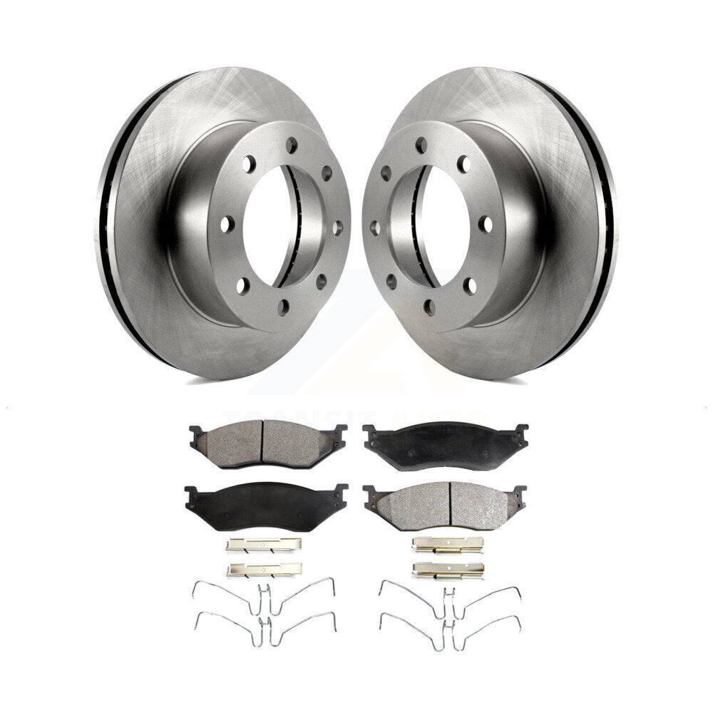 Disc Brake Rotors And Semi-Metallic Pads Front Kit For Ford F-450 Super Duty
