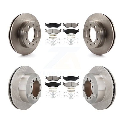 Brake Rotor And Semi-Metallic Pad Front Rear Kit For Ford F-450 Super Duty F-550