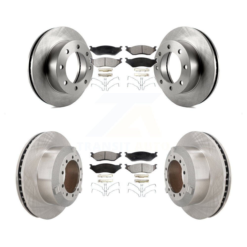 Disc Brake Rotors And Semi-Metallic Pad Front Rear Kit For Ford F-450 Super Duty