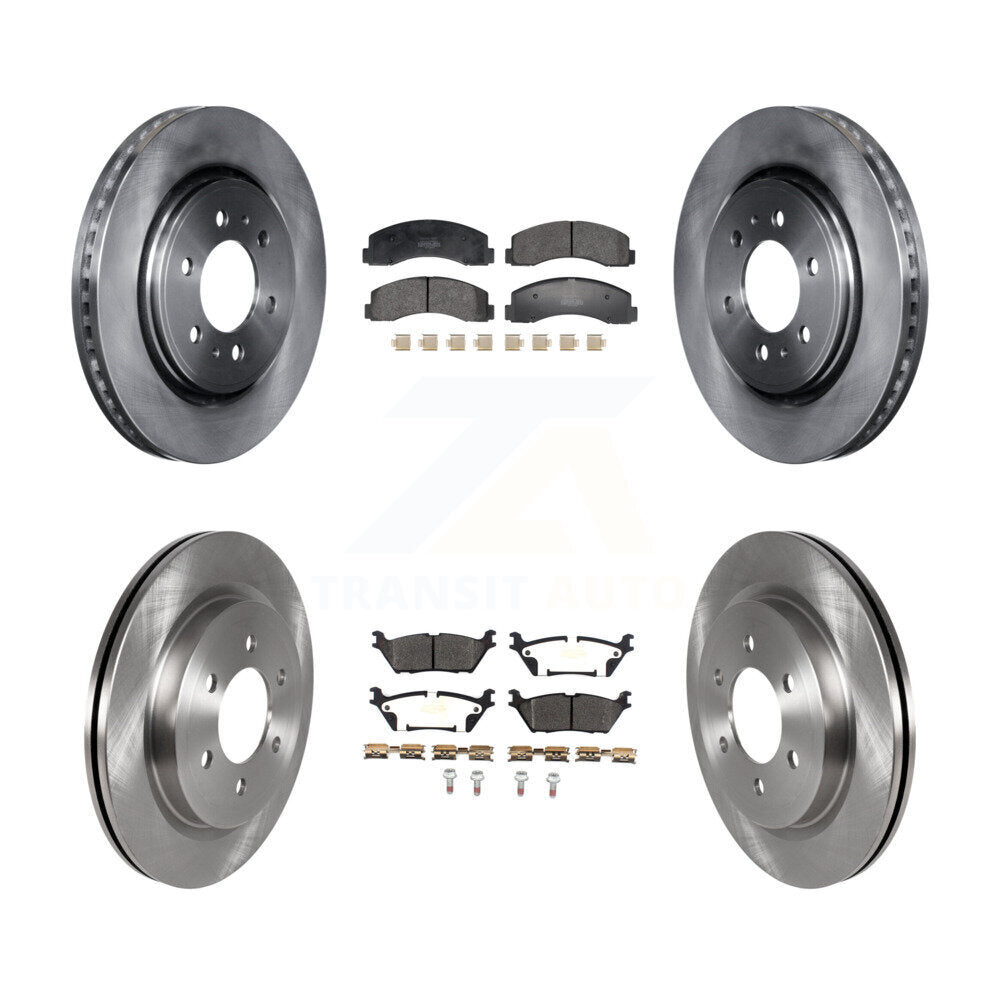 Brake Rotor & Semi-Metallic Pad Front Rear Kit For Ford F-150 Expedition Lincoln