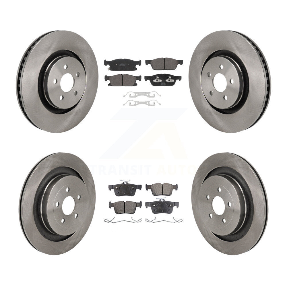 Brake Rotor And Semi-Metallic Pad Front Rear Kit For 2019 Ford Edge ST with 2.7L