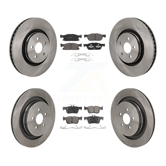 Brake Rotor And Semi-Metallic Pad Front Rear Kit For 2019 Ford Edge ST with 2.7L