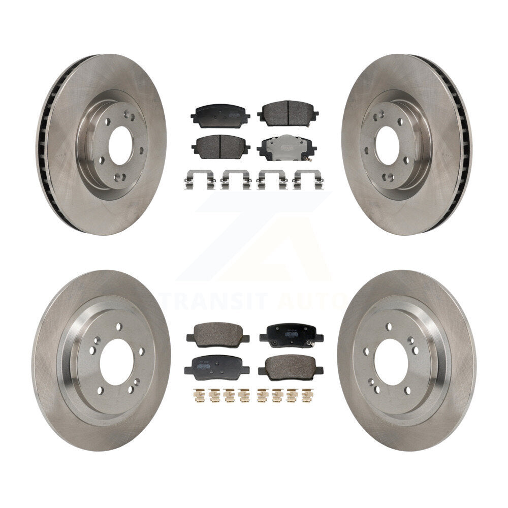 Brake Rotors & Semi-Metallic Pad Front Rear Kit For 2022-2024 Hyundai Santa Cruz