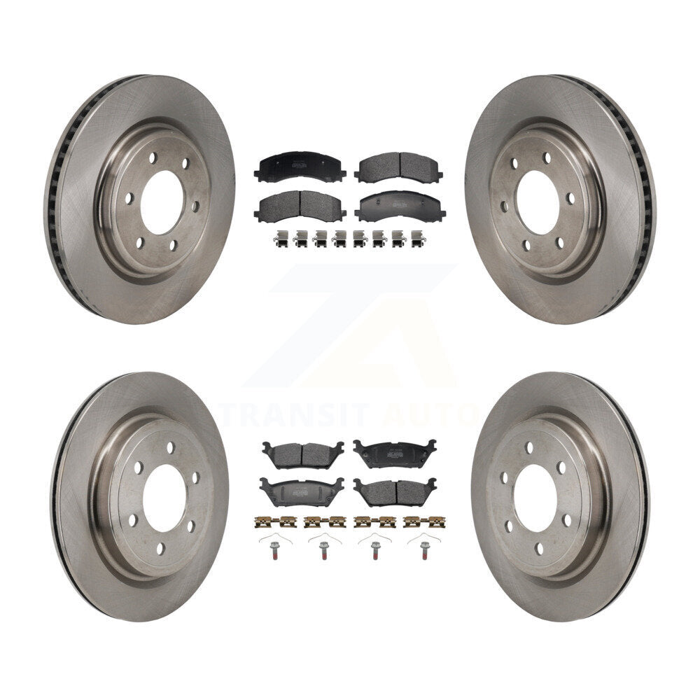 Brake Rotor & Semi-Metallic Pad Front Rear Kit For Ford F-150 Expedition Lincoln