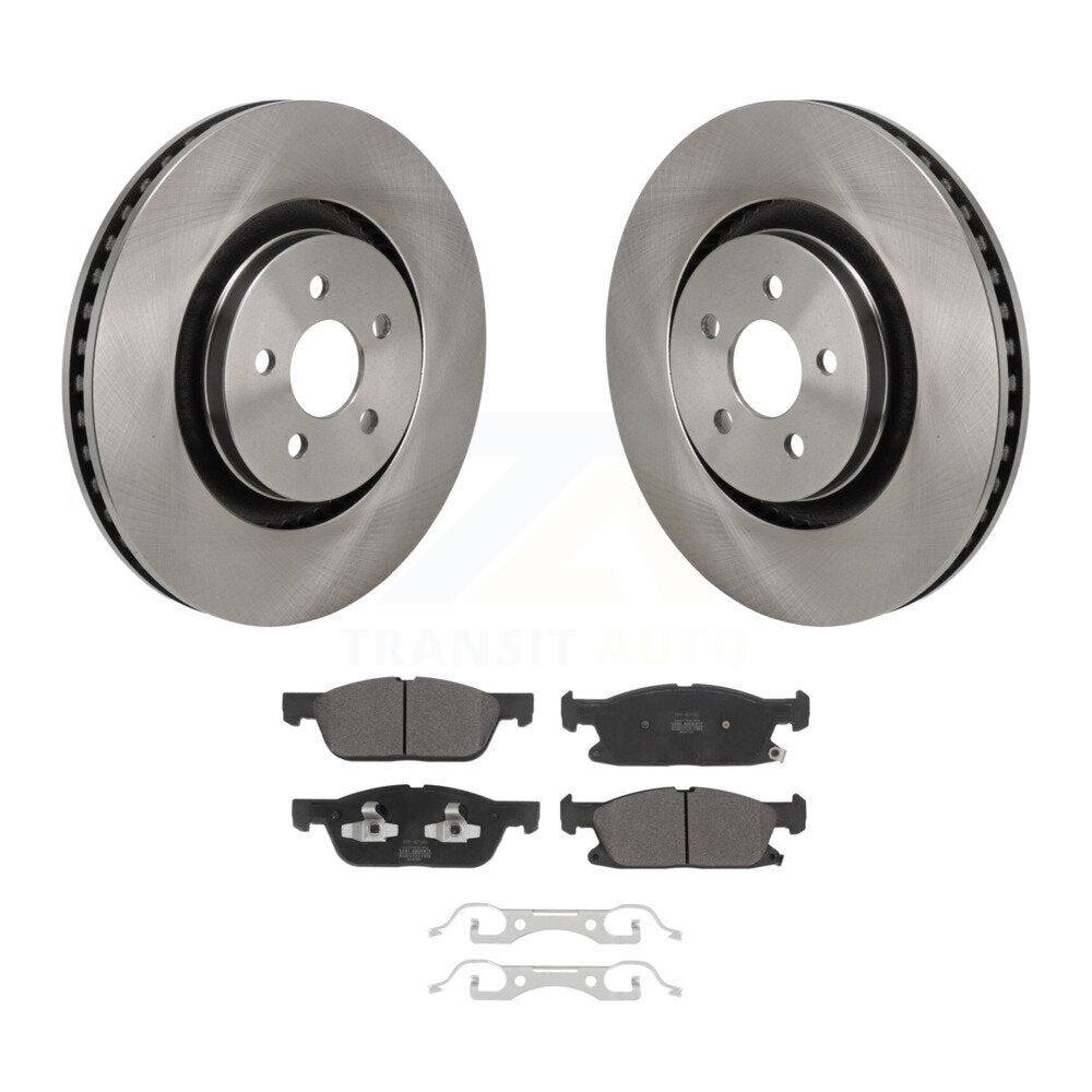 Brake Rotors Semi-Metallic Pad Front Kit For Ford Edge With Red Painted Calipers