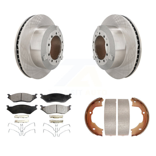 Disc Rotors Semi-Metallic Pads Parking Shoes Rear Kit For Ford F-450 Super Duty