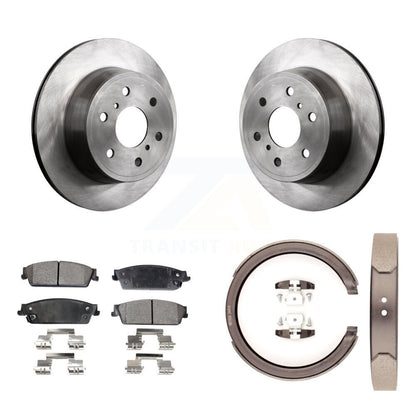 Disc Rotors Semi-Metallic Pads & Parking Shoes Rear Kit For Chevrolet GMC Sierra