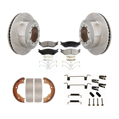 Disc Rotors Semi-Metallic Pads Parking Brake Shoes And Hardware Rear Kit For