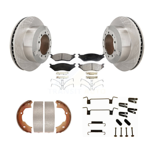 Disc Rotors Semi-Metallic Pads Parking Brake Shoes And Hardware Rear Kit For