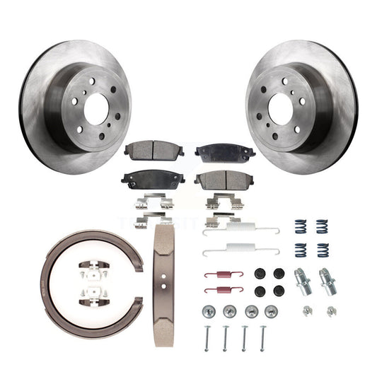 Disc Rotors Semi-Metallic Pads Parking Shoes & Hardware Rear Kit For GMC Sierra