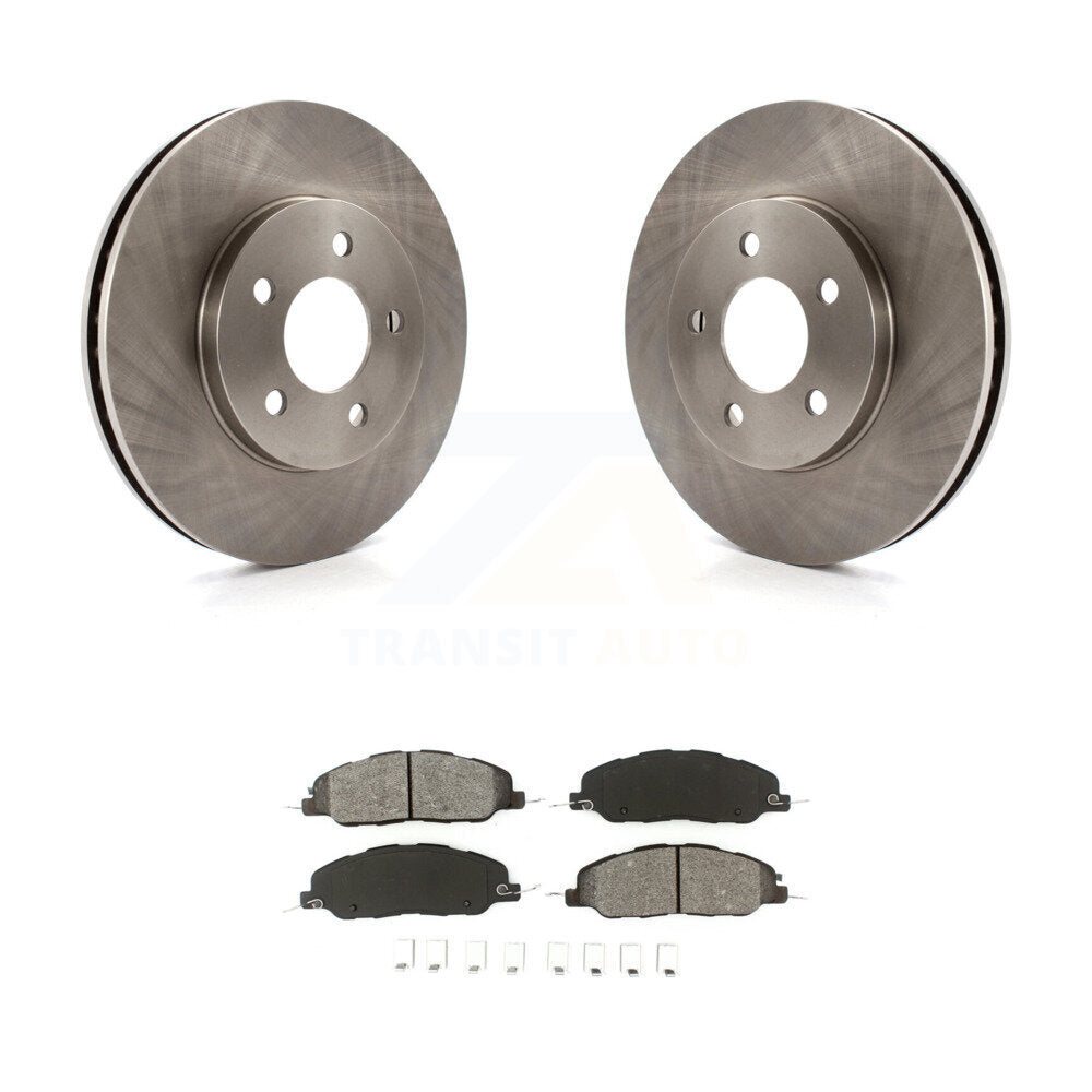 Disc Brake Rotor And Semi-Metallic Pad Front Kit For 2005-2010 Ford Mustang Base