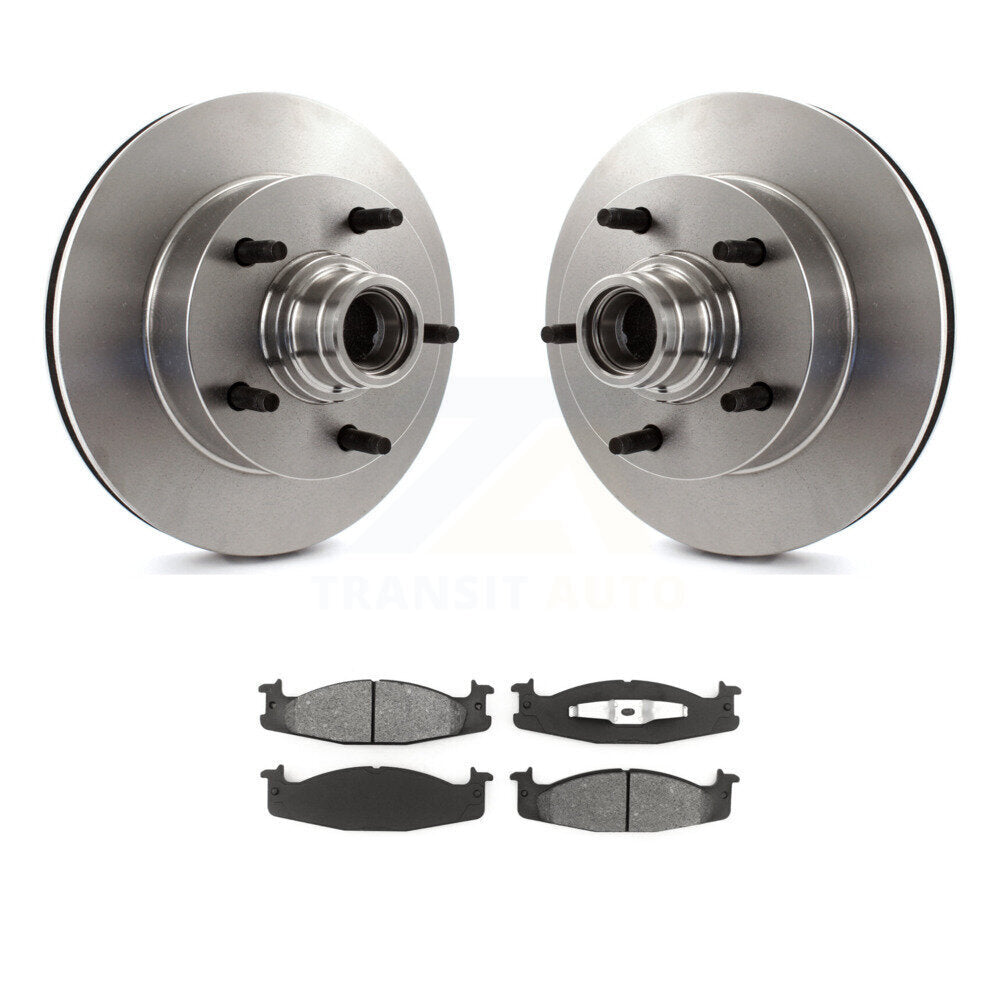 Disc Brake Rotors Hub Semi-Metallic Pad Front Kit For Ford F-150 E-150 Econoline