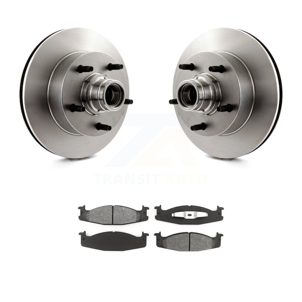 Disc Brake Rotor Semi-Metallic Pad Front Kit For Ford E-150 Econoline Club Wagon