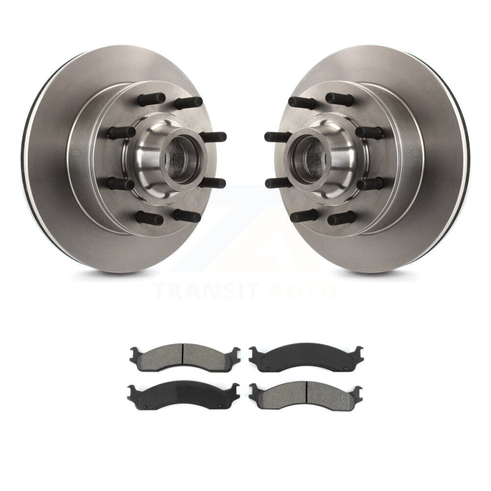 Brake Rotor Hub Semi-Metallic Pad Front Kit For Ford F-250 F-350 E-350 Econoline