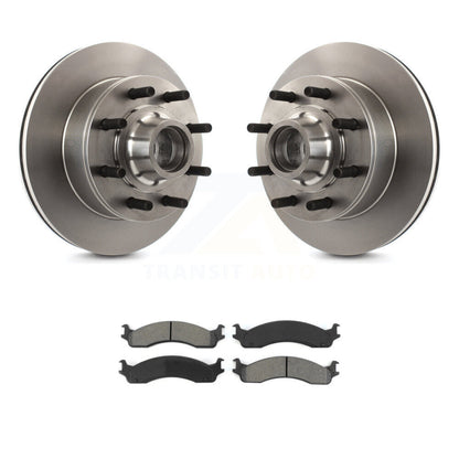 Brake Rotor Hub Semi-Metallic Pad Front Kit For Ford F-250 F-350 E-350 Econoline