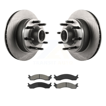 Brake Rotor Hub Semi-Metallic Pad Front Kit For Ford E-350 Super Duty E-250 Club
