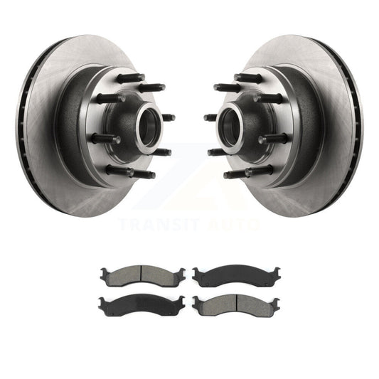 Brake Rotor Hub Semi-Metallic Pad Front Kit For Ford E-350 Super Duty E-250 Club