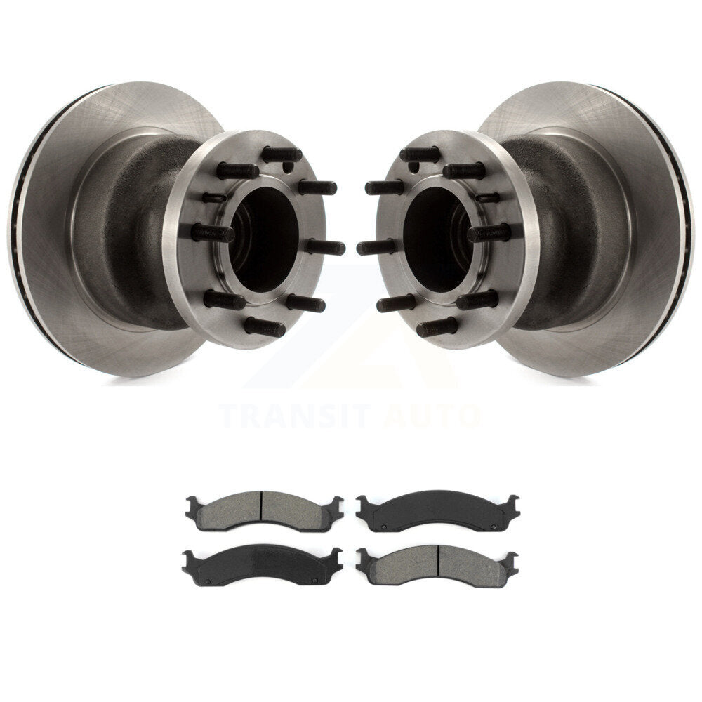 Brake Rotor Semi-Metallic Pad Front Kit For Ford E-350 Super Duty Econoline Club