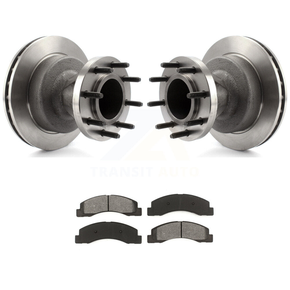 Disc Brake Rotors Hub And Semi-Metallic Pads Front Kit For Ford F-350 Super Duty