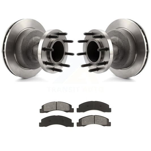 Disc Brake Rotors Hub And Semi-Metallic Pads Front Kit For Ford F-350 Super Duty