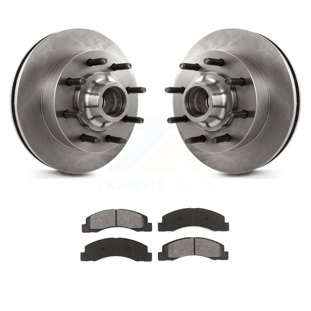 Disc Brake Rotor Hub Semi-Metallic Pad Front Kit For Ford F-350 Super Duty F-250