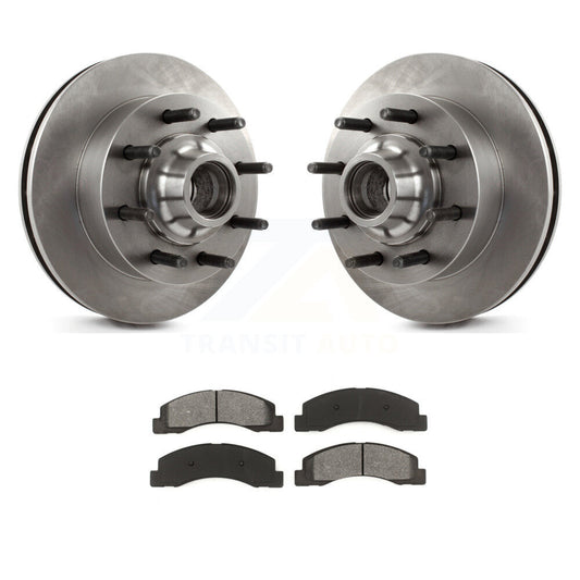 Disc Brake Rotor Hub Semi-Metallic Pad Front Kit For Ford F-350 Super Duty F-250