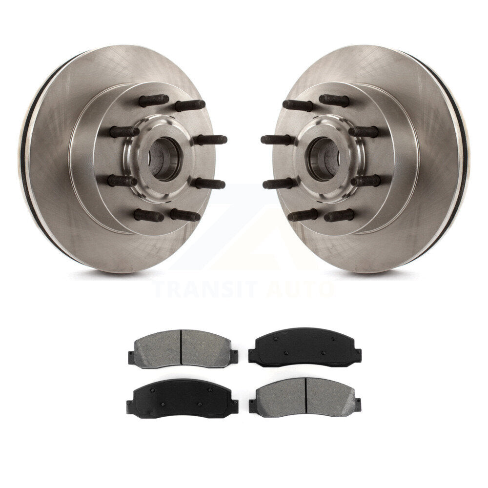 Disc Brake Rotor Semi-Metallic Pad Front Kit For Ford F-350 Super Duty F-250 RWD