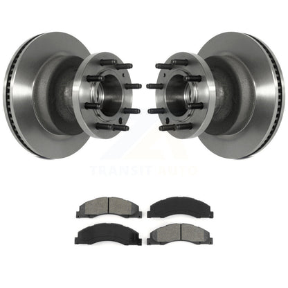 Disc Brake Rotor Hub Semi-Metallic Pad Front Kit For Ford E-350 Super Duty E-450