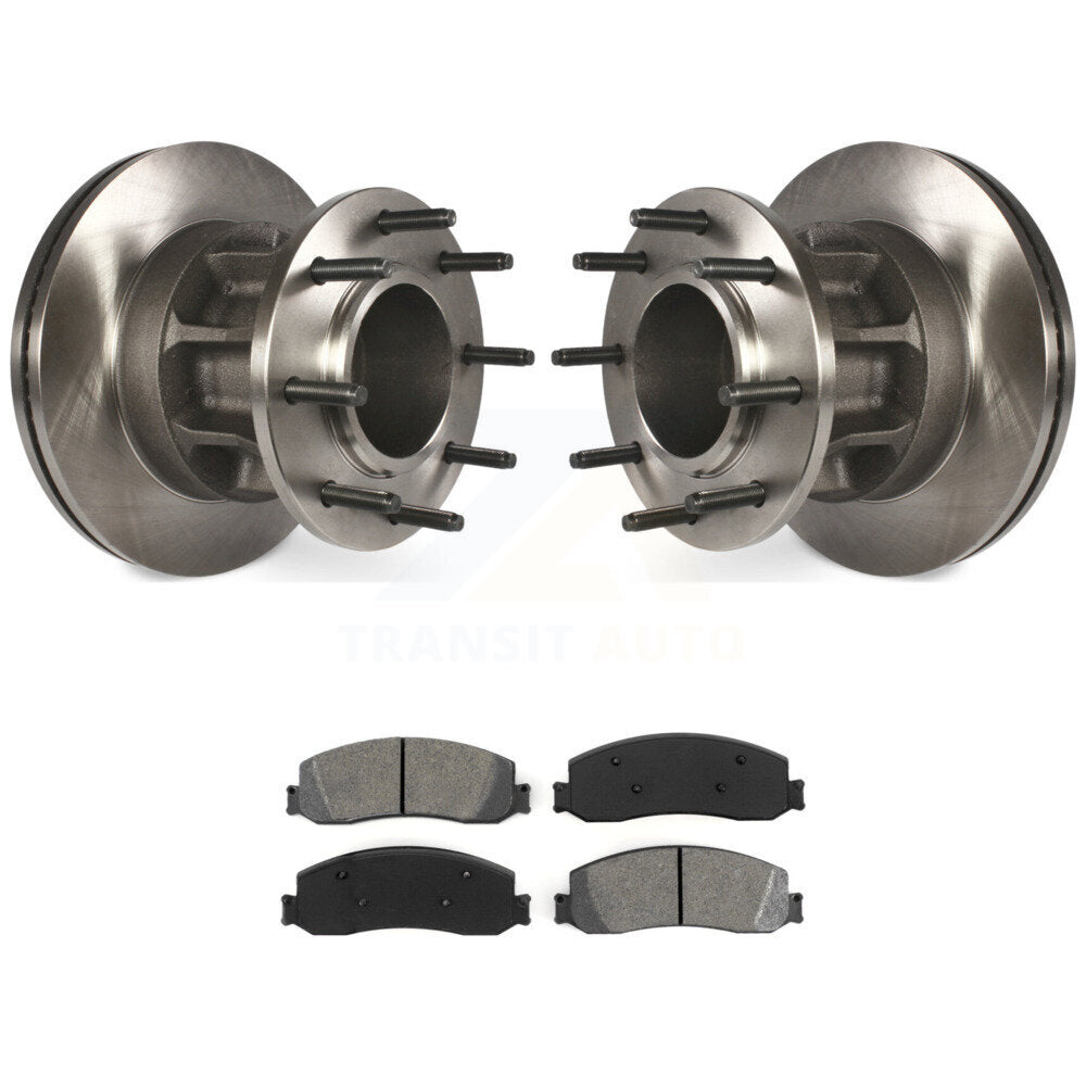 Disc Brake Rotor Semi-Metallic Pad Front Kit For Ford F-250 Super Duty F-350 RWD