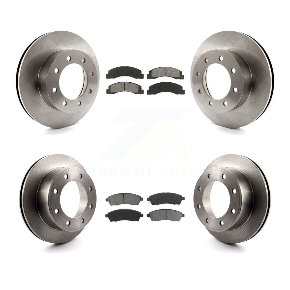 Disc Brake Rotors And Semi-Metallic Pad Front Rear Kit For Ford F-250 Super Duty