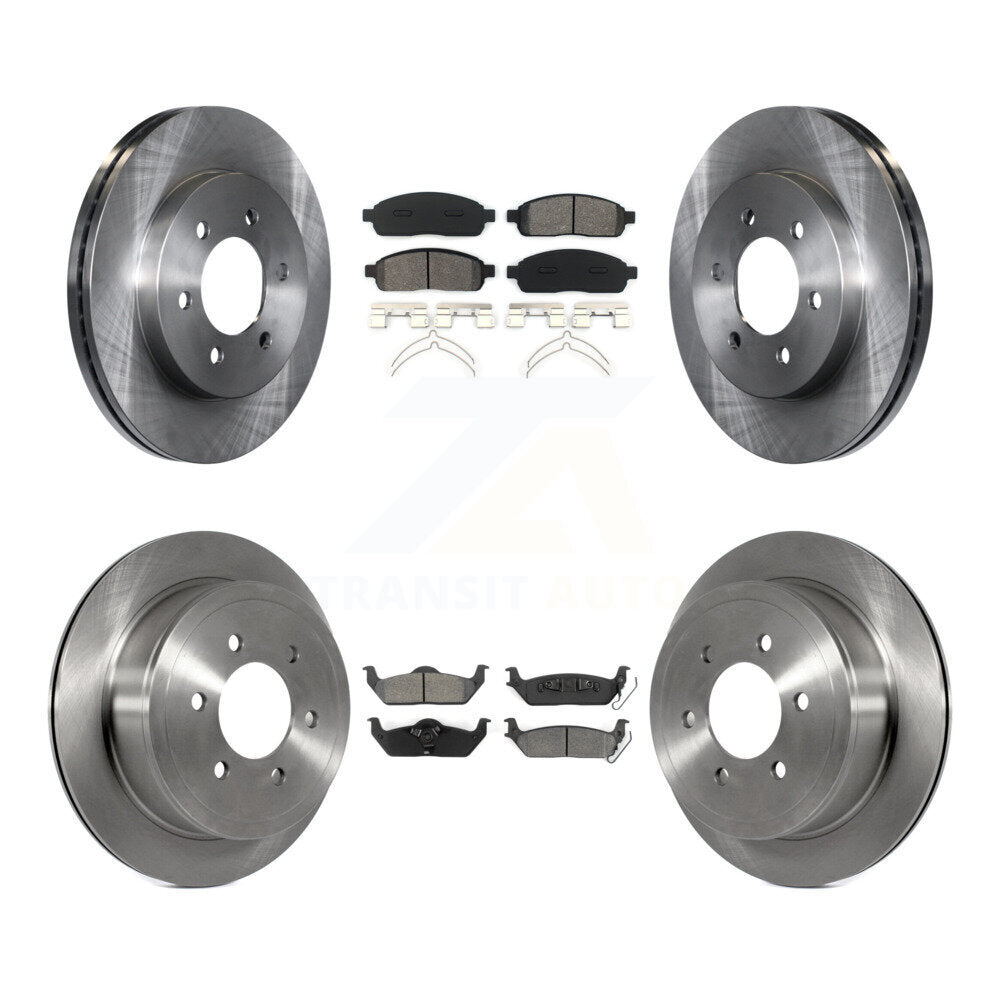 Brake Rotors Semi-Metallic Pad Front Rear Kit For Ford F-150 Lincoln Mark LT 4WD
