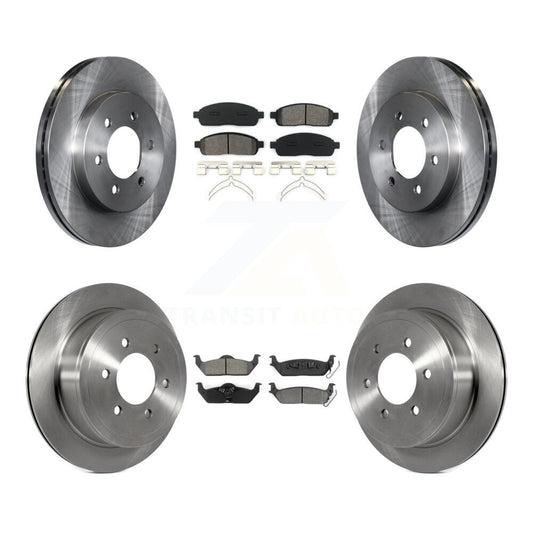 Brake Rotors Semi-Metallic Pad Front Rear Kit For Ford F-150 Lincoln Mark LT 4WD
