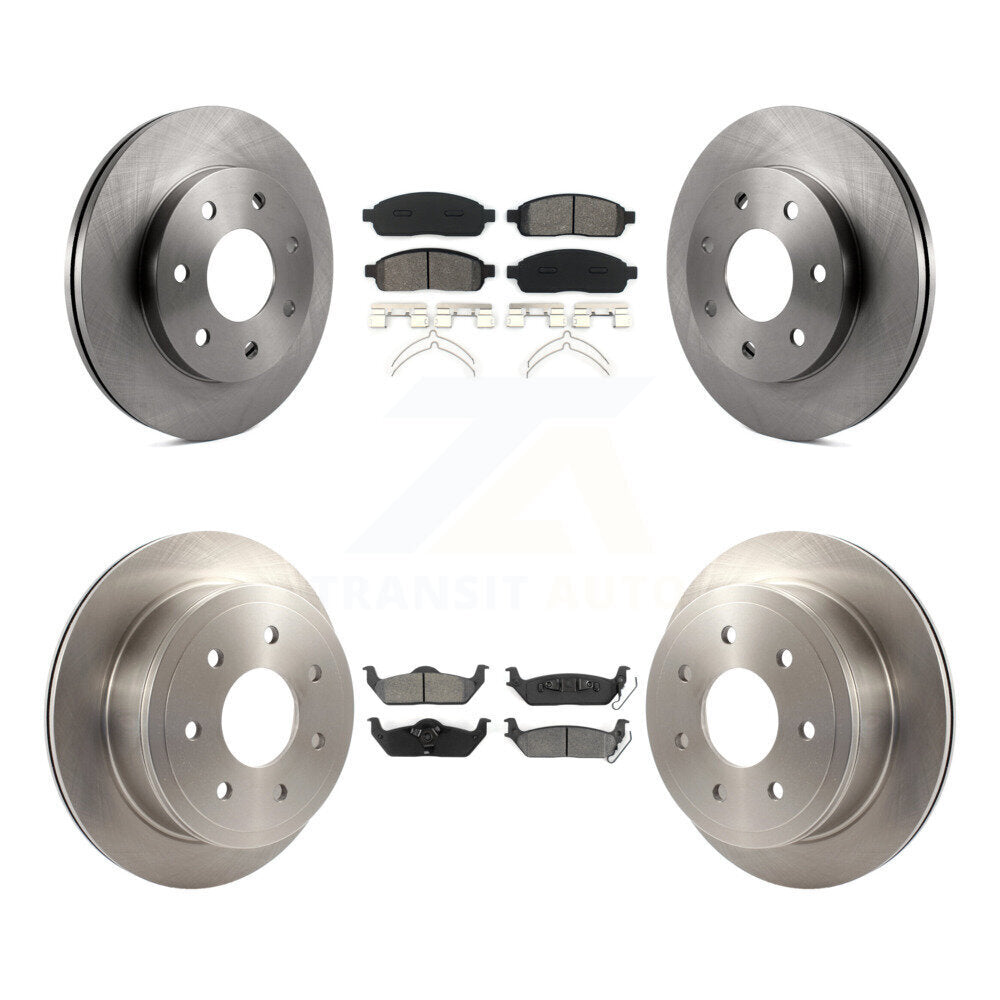 Brake Rotors Semi-Metallic Pad Front Rear Kit For Ford F-150 Lincoln Mark LT 4WD