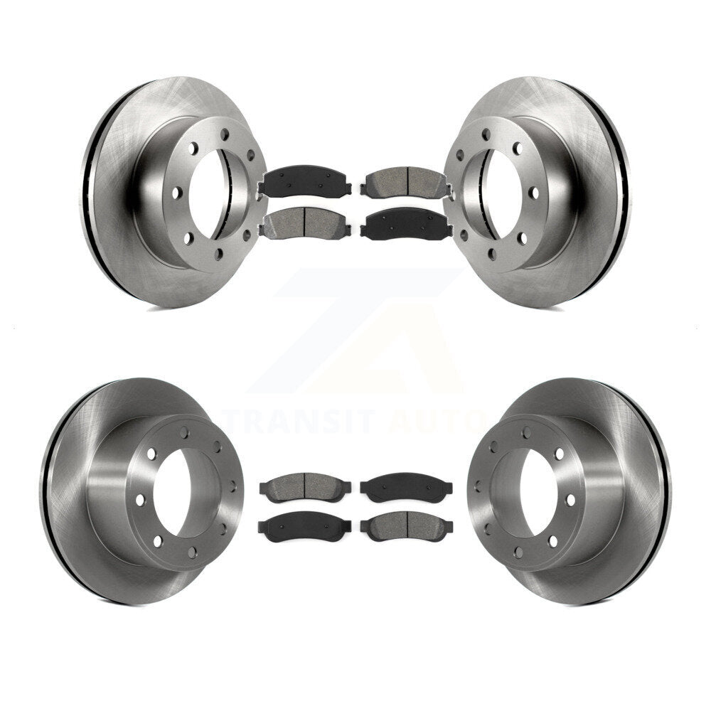 Brake Rotor Semi-Metallic Pad Front Rear Kit For Ford F-350 Super Duty F-250 4WD