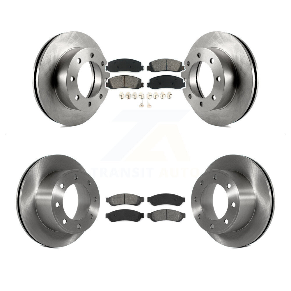 Brake Rotor Semi-Metallic Pad Front Rear Kit For Ford F-250 Super Duty F-350 4WD
