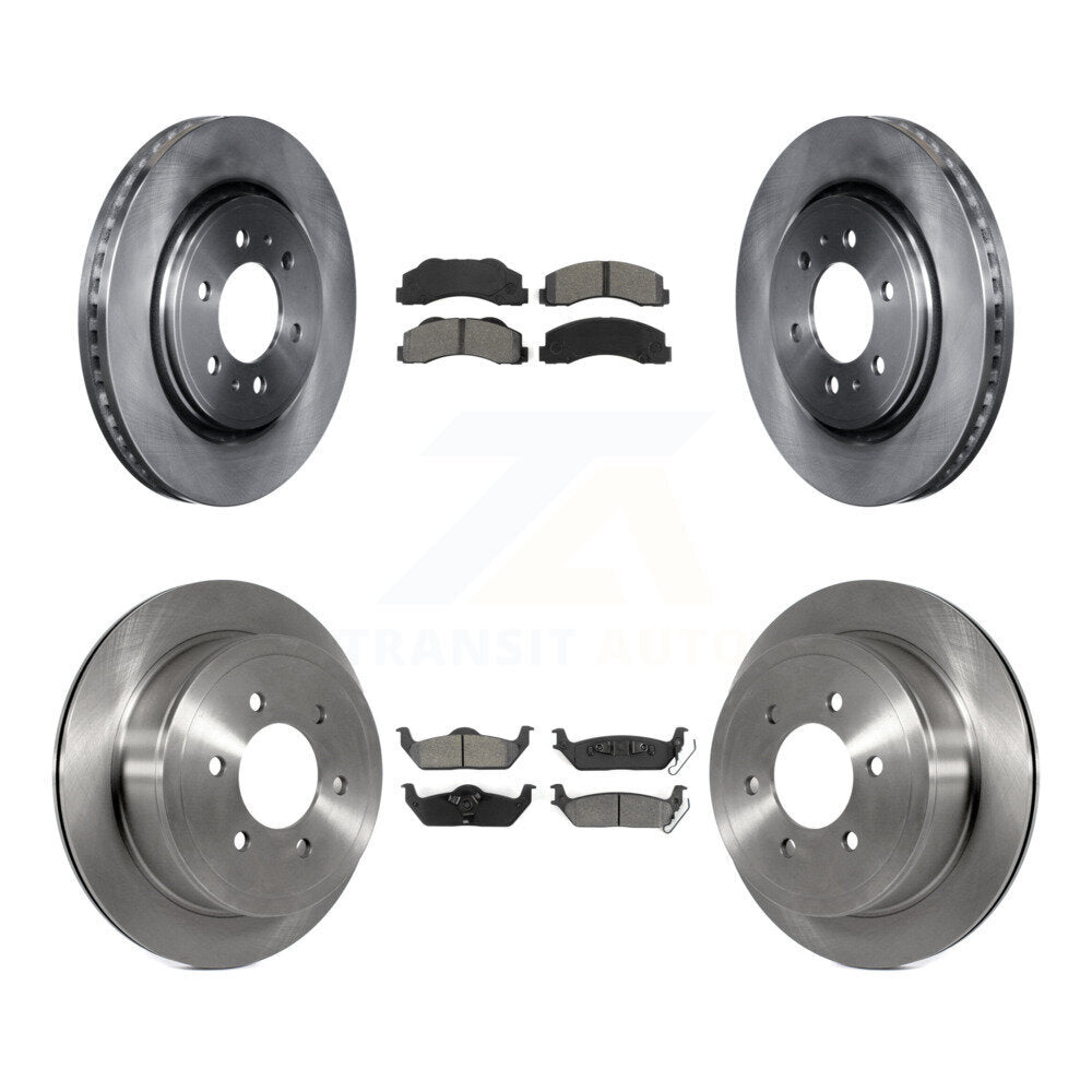 Brake Rotors & Semi-Metallic Pad Front Rear Kit For Ford F-150 With 6 Lug Wheels