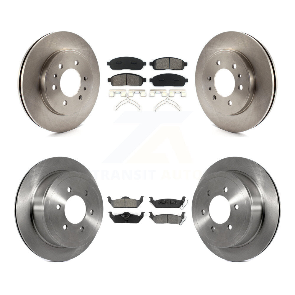 Brake Rotor Semi-Metallic Pad Front Rear Kit For 09 Ford F-150 With 6 Lug Wheels