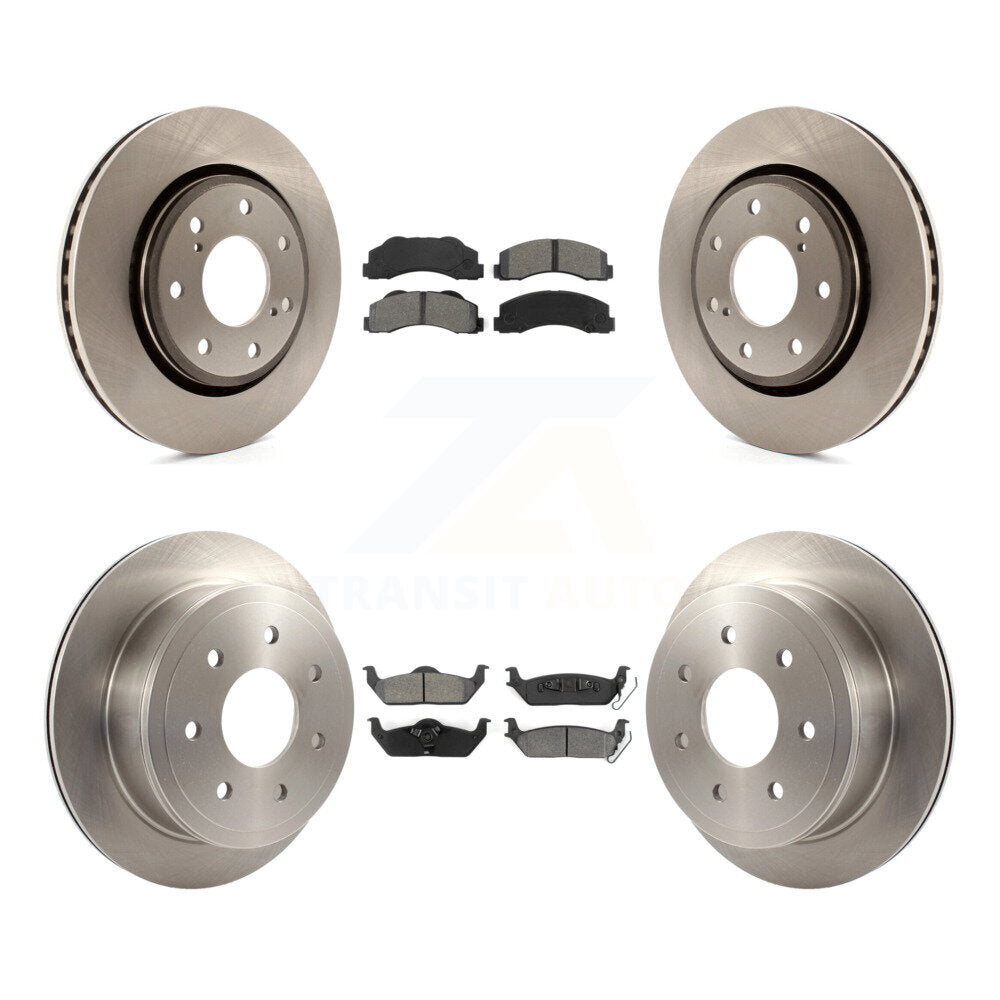 Brake Rotors & Semi-Metallic Pad Front Rear Kit For Ford F-150 With 7 Lug Wheels