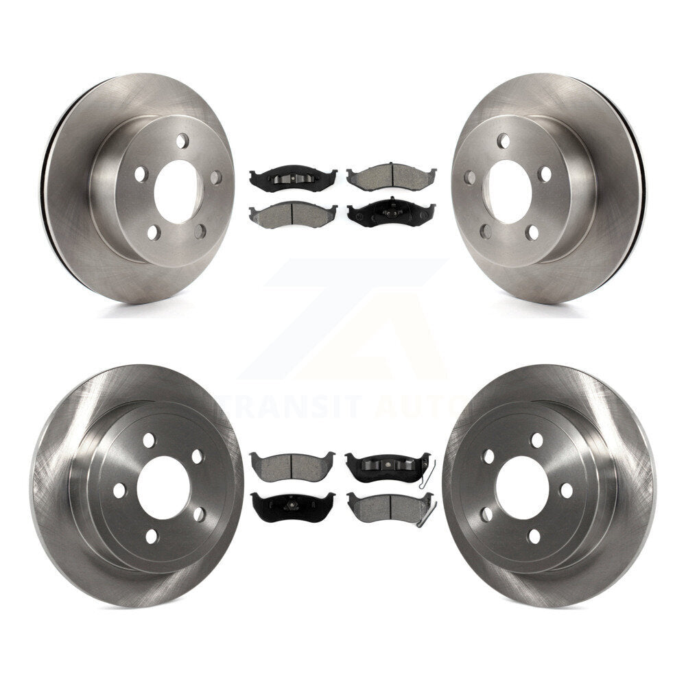 Disc Brake Rotors And Semi-Metallic Pads Front Rear Kit For Jeep Wrangler TJ