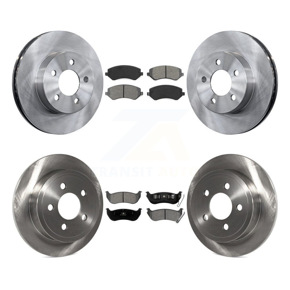 Disc Brake Rotor And Semi-Metallic Pad Front Rear Kit For 2003-2007 Jeep Liberty
