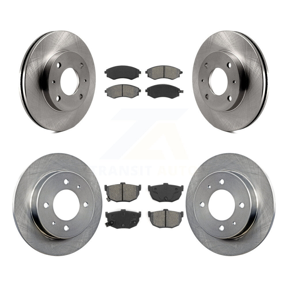 Disc Brake Rotors & Semi-Metallic Pad Front Rear Kit For Hyundai Tiburon Elantra