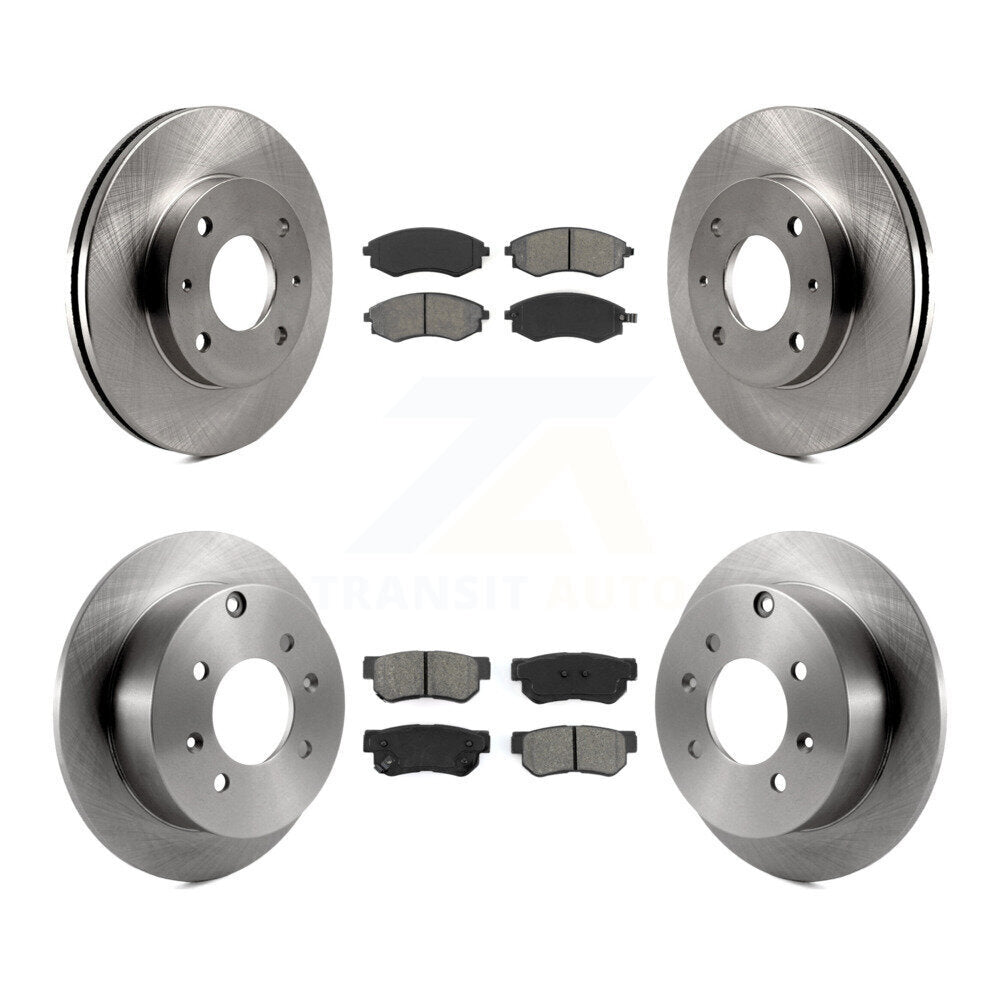 Disc Brake Rotors And Semi-Metallic Pads Front Rear Kit For Hyundai Sonata
