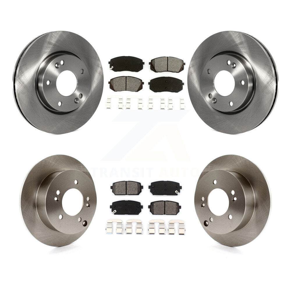 Disc Brake Rotors And Semi-Metallic Pads Front Rear Kit For 2010-2012 Kia Rondo
