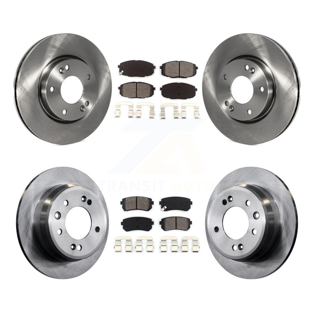 Disc Brake Rotors And Semi-Metallic Pads Front Rear Kit For Hyundai Elantra