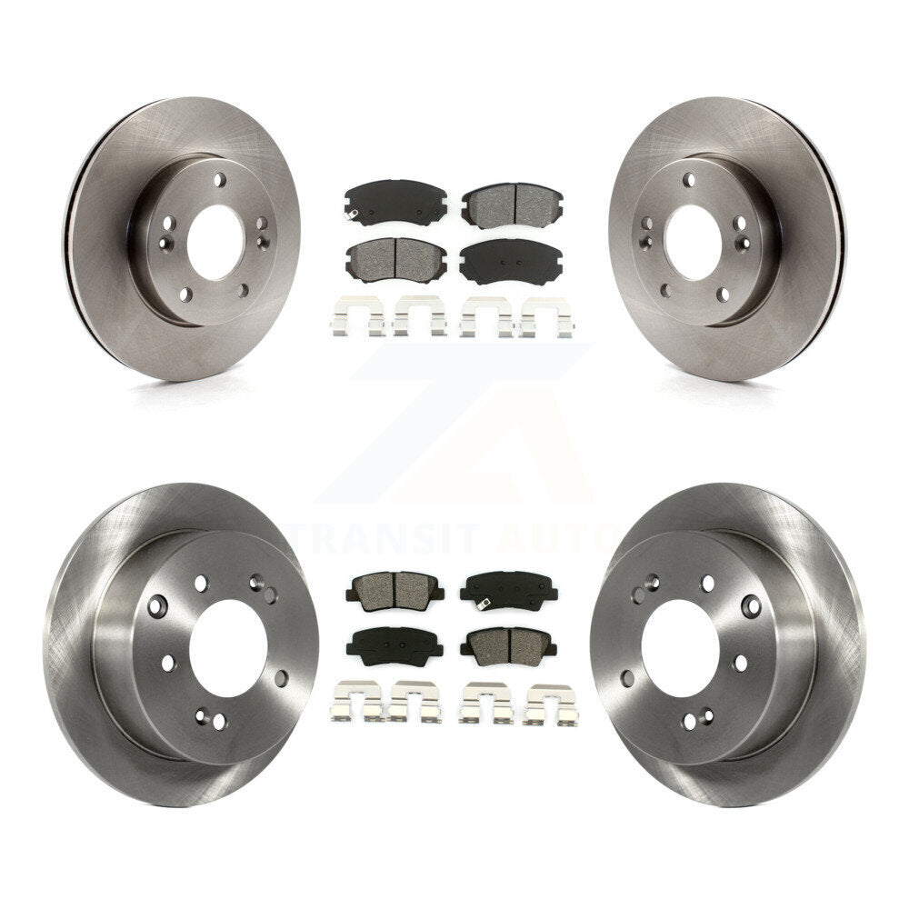 Disc Brake Rotors & Semi-Metallic Pad Front Rear Kit For 2010-2011 Kia Soul 1.6L