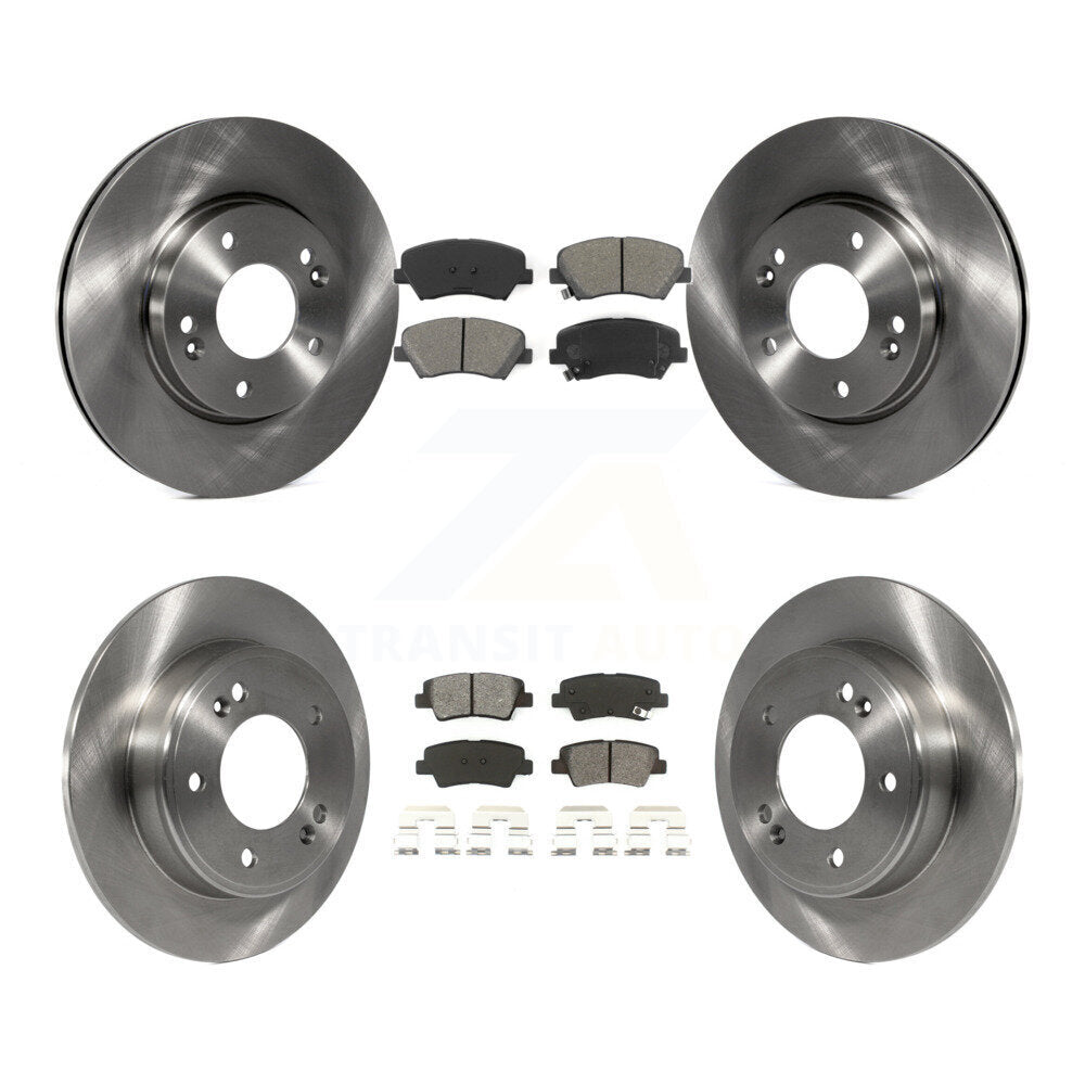Brake Rotors & Semi-Metallic Pad Front Rear Kit For Hyundai Elantra GT Kia Forte