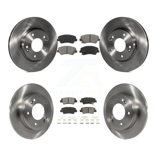 Brake Rotors & Semi-Metallic Pad Front Rear Kit For Hyundai Elantra GT Kia Forte