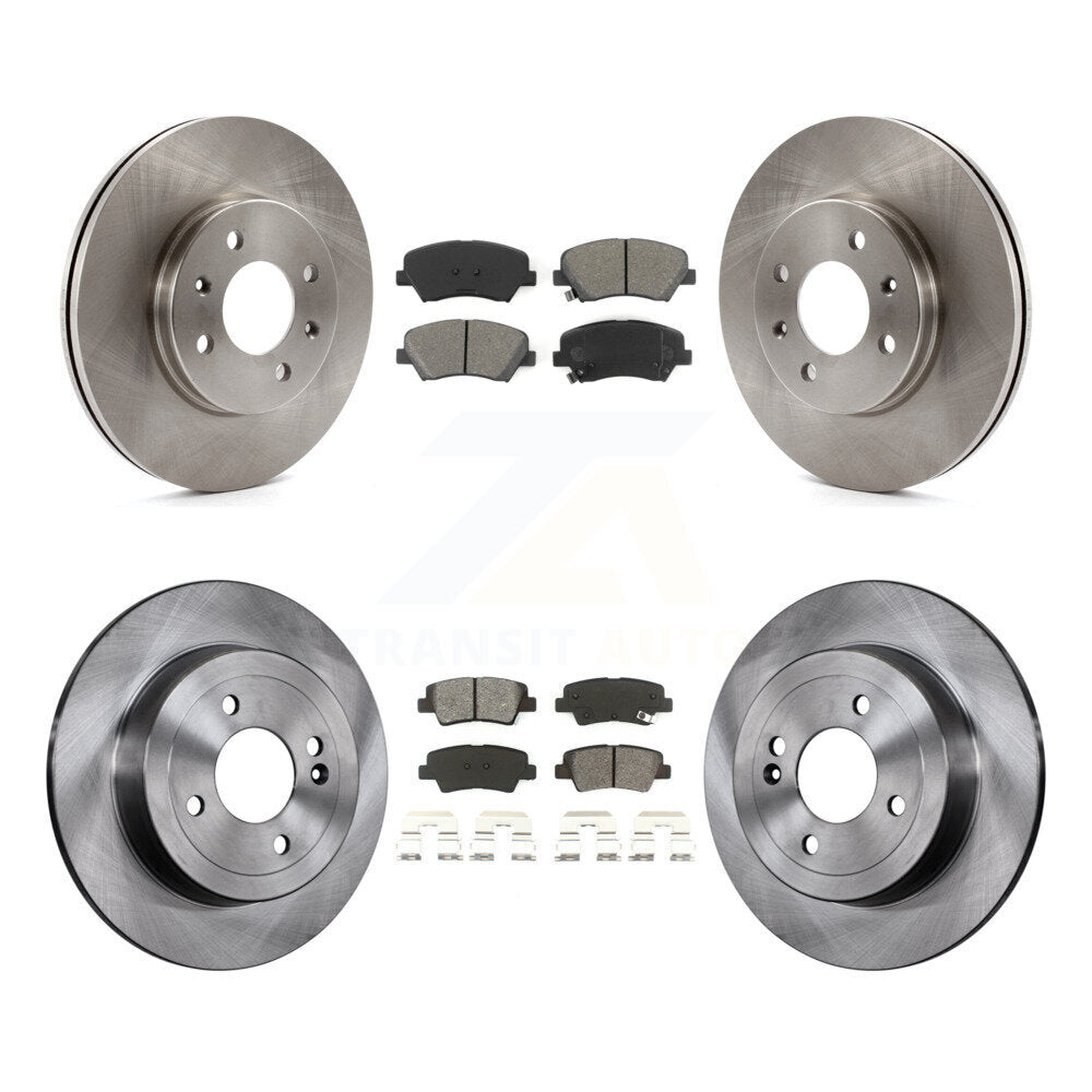 Disc Brake Rotor And Semi-Metallic Pad Front Rear Kit For Hyundai Accent Kia Rio