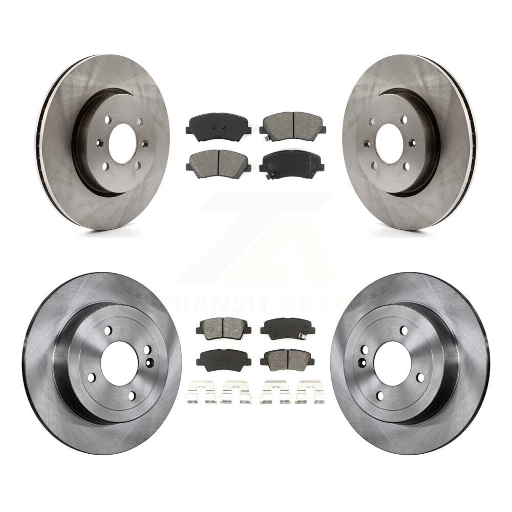 Disc Brake Rotors And Semi-Metallic Pads Front Rear Kit For Kia Rio