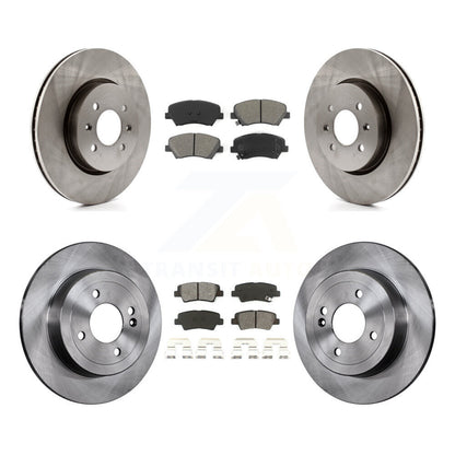 Disc Brake Rotors And Semi-Metallic Pads Front Rear Kit For Kia Rio